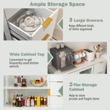 Modern Sideboard Buffet Cabinet with 2 Doors and 3 Drawers for Living Room Dining Room-White