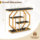 Mesa auxiliar de sofá moderna detrás del sofá, mesa consola de 4 niveles con superficie de mármol sintético - Negro