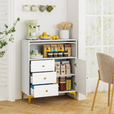 Cómoda con puerta de cristal estriado abatible para dormitorio o cocina-Gris