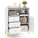 Cómoda con puerta de cristal estriado abatible para dormitorio o cocina-Gris