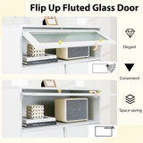 Cómoda con puerta de cristal estriado abatible para dormitorio o cocina-Gris