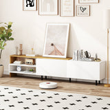 Modern TV Stand for 80 Inches TVs with Storage Shelves and Cabinets-White