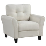 Sillón tapizado moderno con patas de madera de caucho
