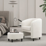 Modern Upholstered Barrel Teddy Velvet Chair with Ottoman