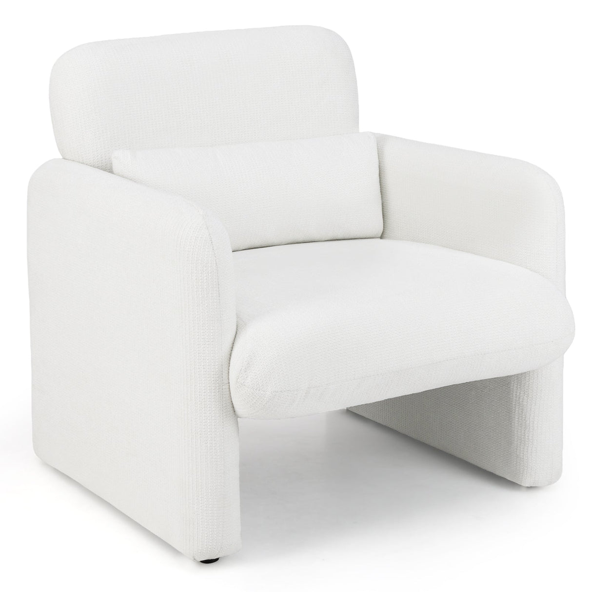 Sillón decorativo moderno tapizado en chenilla con almohada lumbar extraíble - Blanco