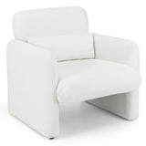 Sillón decorativo moderno tapizado en chenilla con almohada lumbar extraíble - Blanco