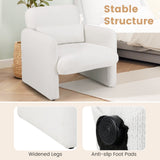 Sillón decorativo moderno tapizado en chenilla con almohada lumbar extraíble - Blanco