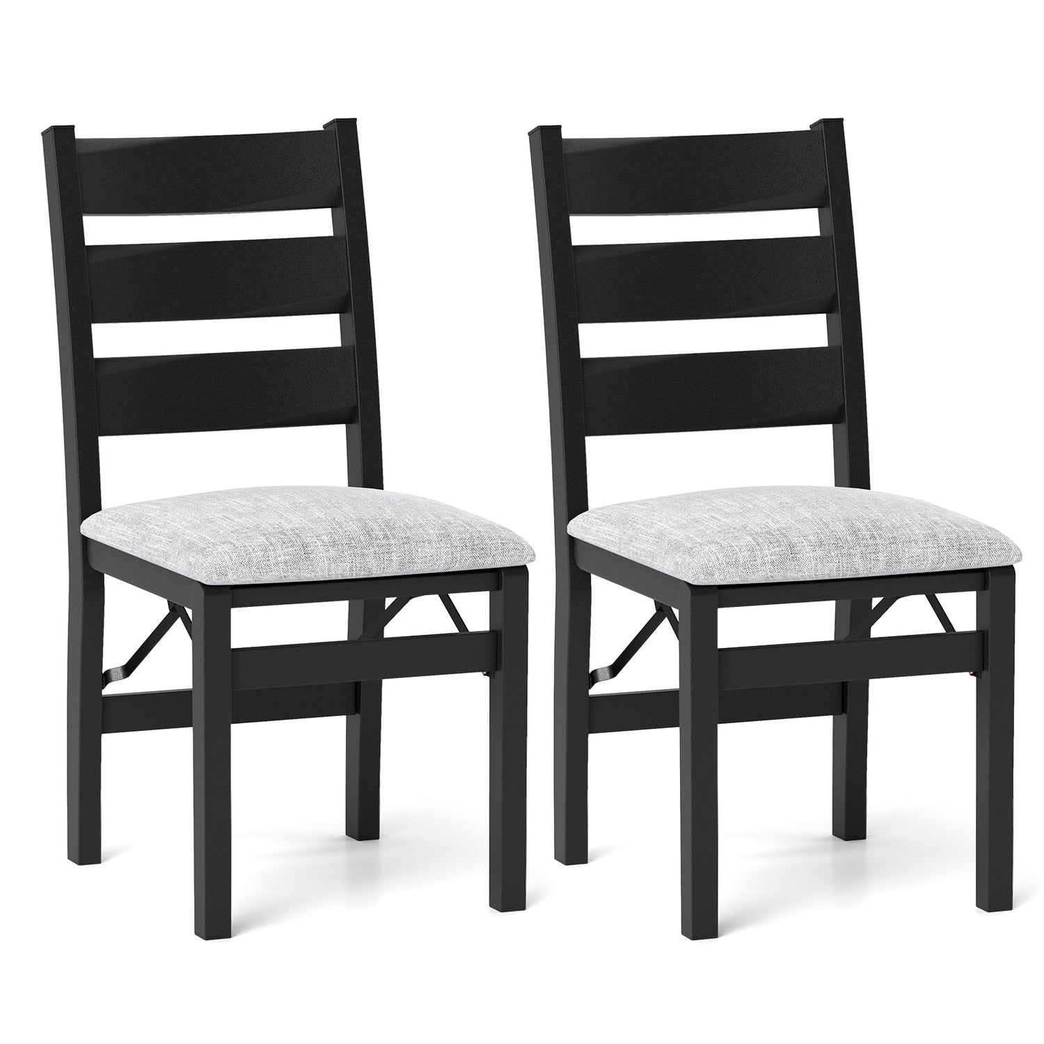 Set de 2 sillas plegables tapizadas modernas con respaldo cómodo - Negro