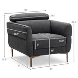 Modern Upholstered Single Sofa with Adjustable Headrest