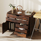 Cajonera móvil vertical moderna de 5 cajones con puerta y 5 ruedas