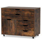 Cajonera móvil vertical moderna de 5 cajones con puerta y 5 ruedas