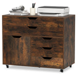 Cajonera móvil vertical moderna de 5 cajones con puerta y 5 ruedas