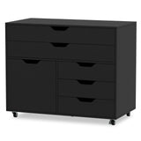 Cajonera móvil vertical moderna de 5 cajones con puerta y 5 ruedas