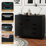 Cajonera móvil vertical moderna de 5 cajones con puerta y 5 ruedas