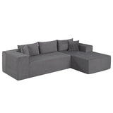 Modular Sectional Sofa Corduroy Upholstered L-shaped Sofa Couch with Deep Seats