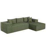 Modular Sectional Sofa Corduroy Upholstered L-shaped Sofa Couch with Deep Seats