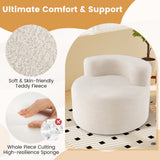 Sillón individual con forma de luna y suave forro de piel de osito - Beige