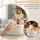 Sillón individual con forma de luna y suave forro de piel de osito - Beige