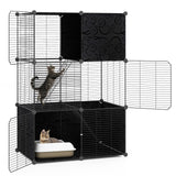 Multi-Level Cat Tower with 2-Door Condo and Hammock-Black