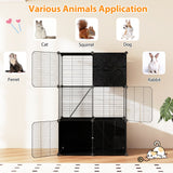 Multi-Level Cat Tower with 2-Door Condo and Hammock-Black