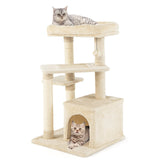 Árbol para gatos con percha y pelota colgante para juego y descanso en interiores