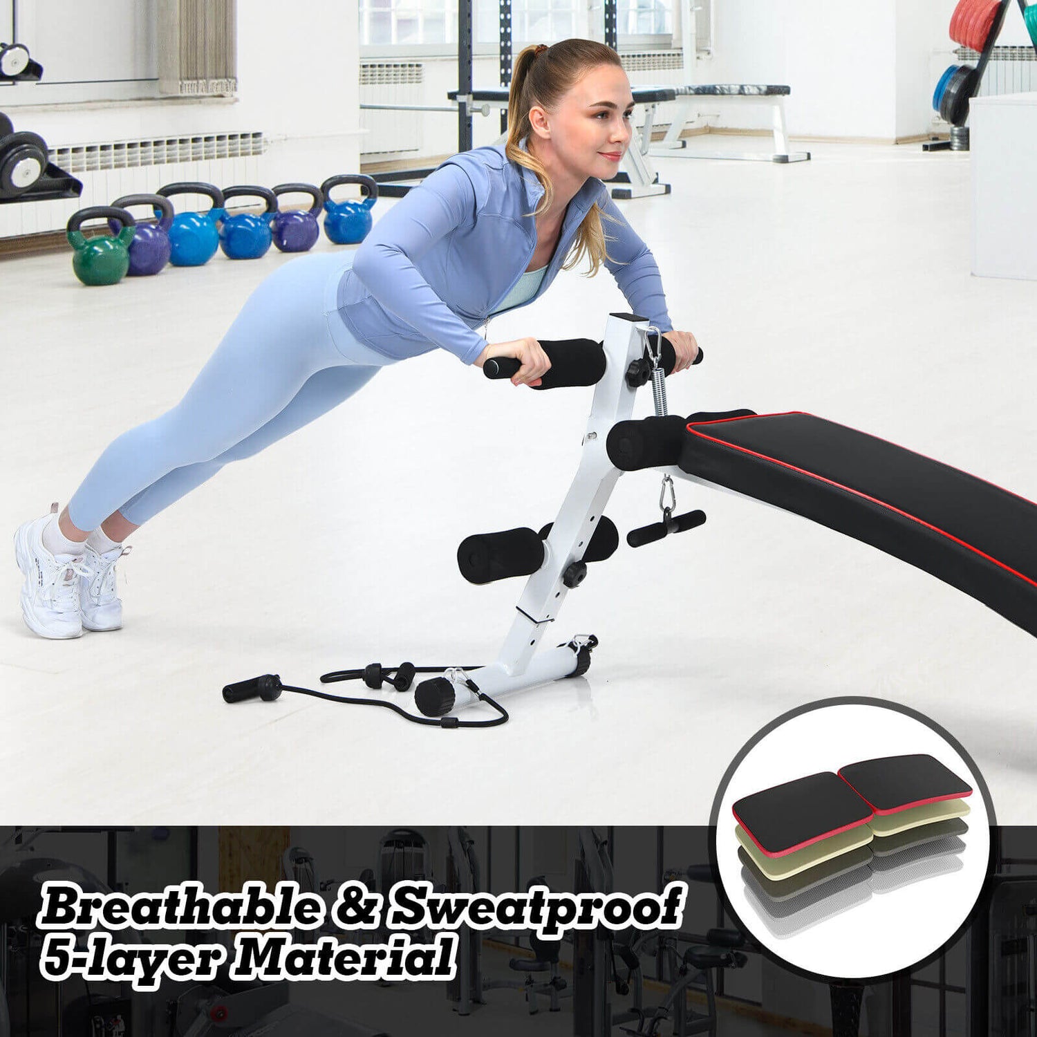 Banco de gimnasio plegable multifunción para entrenamiento de fuerza de cuerpo completo