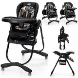 Multifunctional Folding Baby High Chair with Rolling Wheels and Adjustable Height