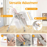 Multifunctional Folding Baby High Chair with Rolling Wheels and Adjustable Height