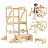 Taburete multifuncional de cocina para niños con barra de seguridad extraíble y hebillas de fijación