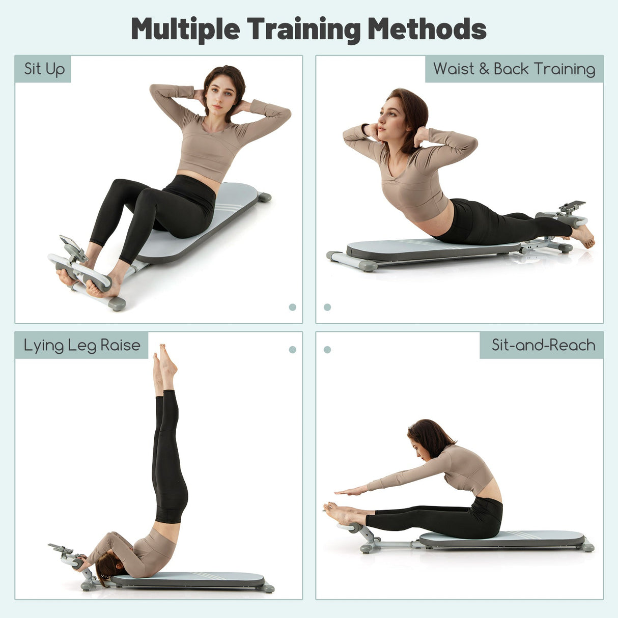 Banco multifuncional para abdominales con 3 ángulos y longitud ajustables