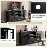 Mueble de TV para televisores de hasta 70 pulgadas con puertas de vidrio, compartimentos y cajón