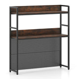 Estantería de escritorio multiusos de 2 niveles con tablero perforado para monitor de computadora de hasta 32 pulgadas - Marrón rústico