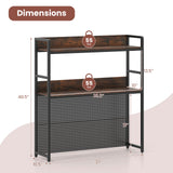 Estantería de escritorio multiusos de 2 niveles con tablero perforado para monitor de computadora de hasta 32 pulgadas - Marrón rústico