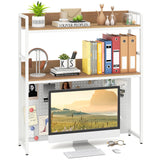 Estantería de escritorio multiusos de 2 niveles con tablero perforado para monitor de computadora de hasta 32 pulgadas - Marrón rústico