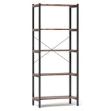5-Tier Industrial Bookshelf Display Storage Rack with Metal Frame