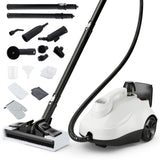 Limpiador a vapor multiusos de 1800 W, vaporizador portátil para el hogar con tanque de 61 oz, gris y blanco