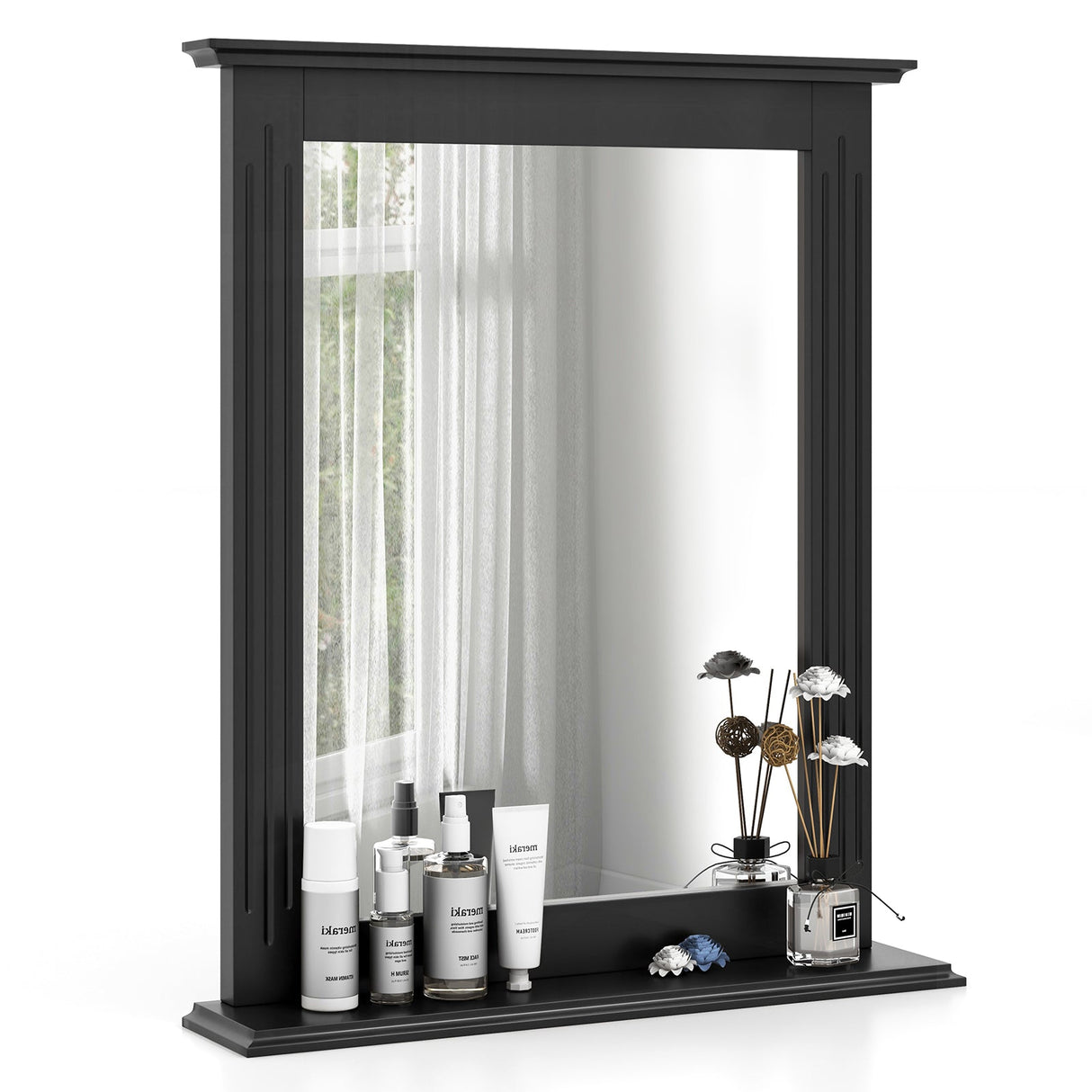 Espejo de tocador multiusos de pared con estante
