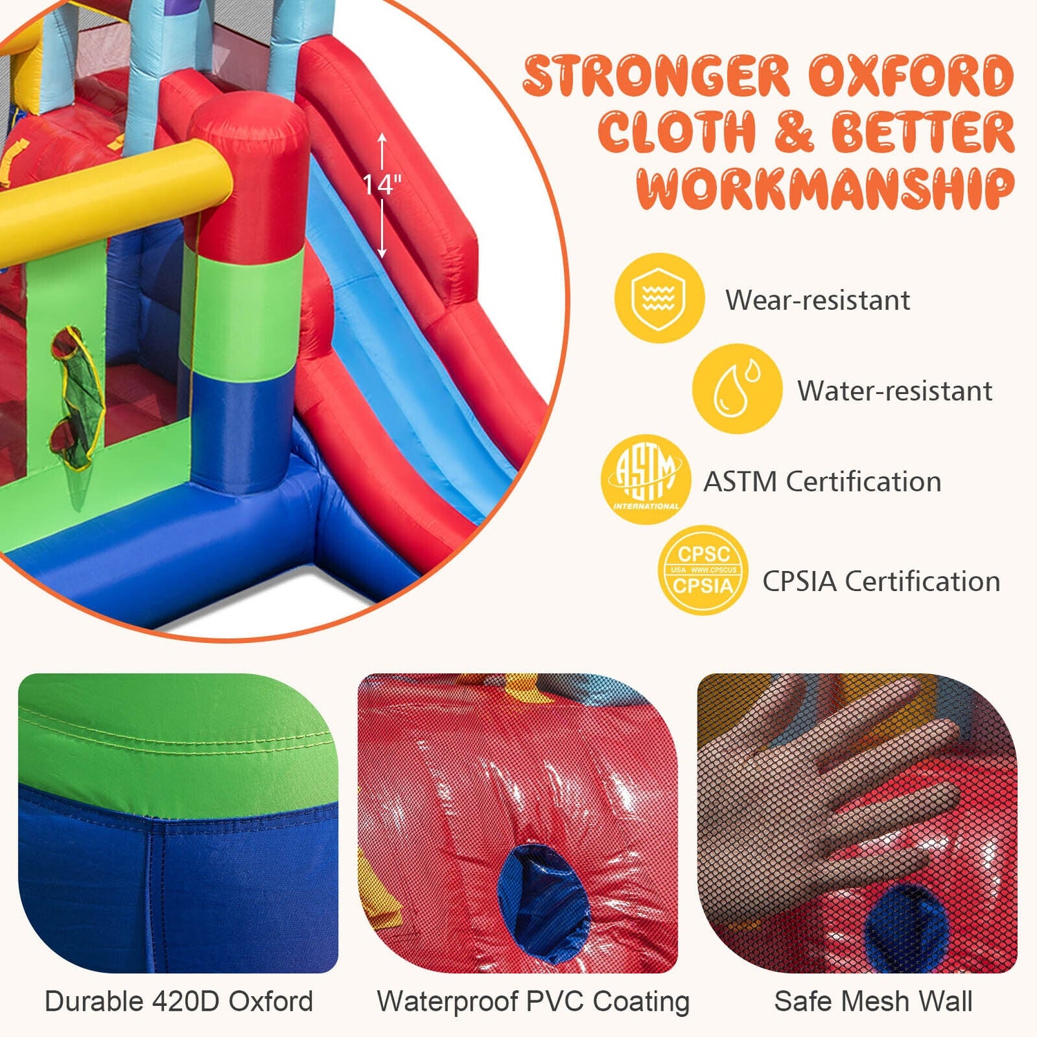Inflatable Bounce House with 680W Blower and Ball Pit