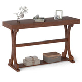 Narrow Console Table Vintage 52 Inch Long with Open Storage Shelf