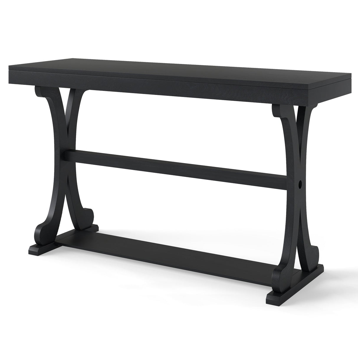 Narrow Console Table Vintage 52 Inch Long with Open Storage Shelf