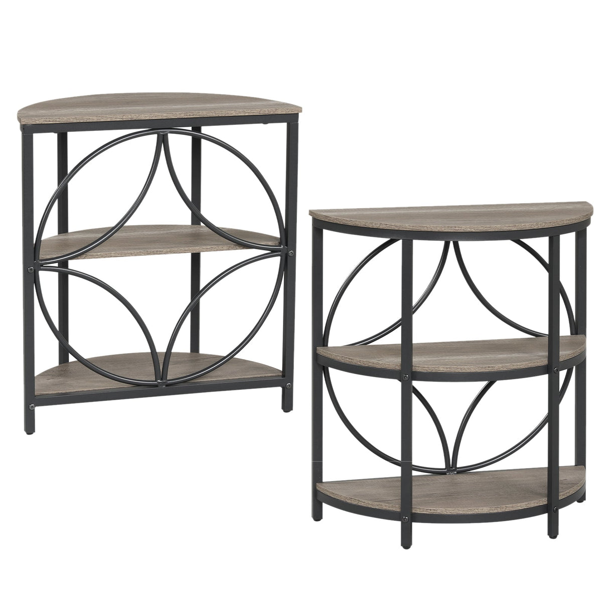Narrow Side Table with Study Metal Frame and Storage Shelves