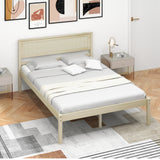 Marco de cama de madera tamaño Twin/Full/Queen con cabecera y soporte de listones