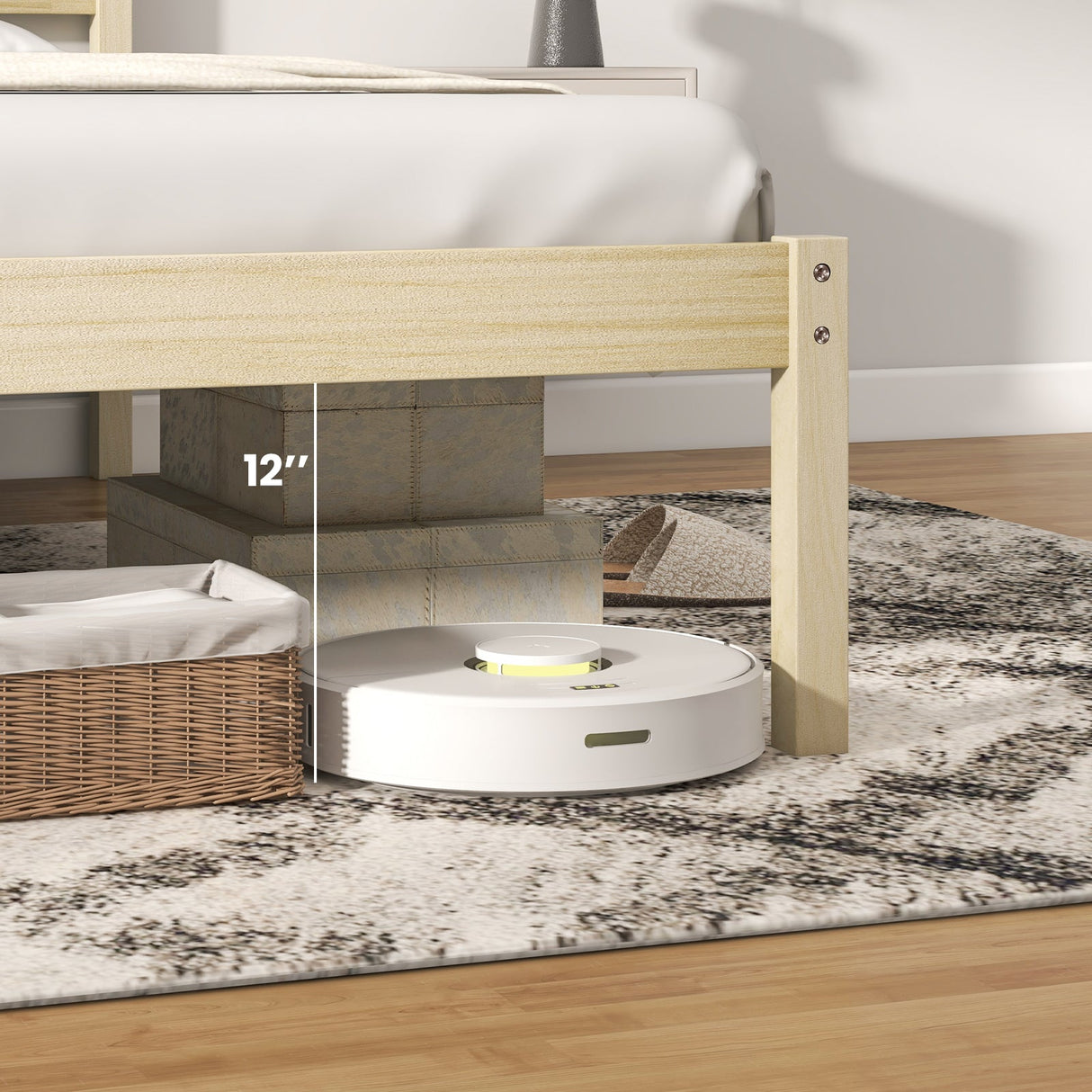 Marco de cama de madera tamaño Twin/Full/Queen con cabecera y soporte de listones