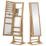 Freestanding Lockable Jewelry Armoire with Full-Length Mirror and 6 LED Lights