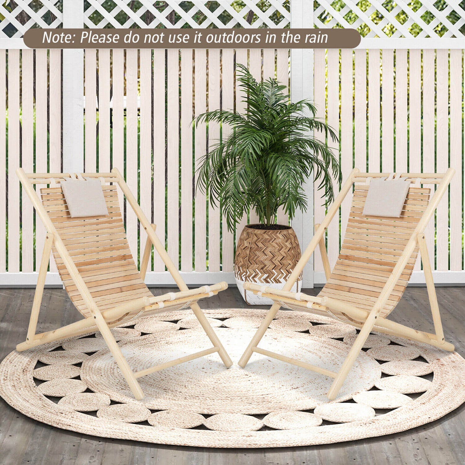 Sillón de madera de abeto macizo con respaldo ajustable en 3 niveles y reposacabezas acolchado suave - Natural