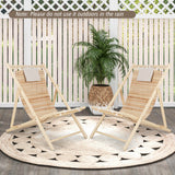 Sillón de madera de abeto macizo con respaldo ajustable en 3 niveles y reposacabezas acolchado suave - Natural
