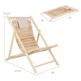 Sillón de madera de abeto macizo con respaldo ajustable en 3 niveles y reposacabezas acolchado suave - Natural
