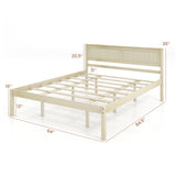 Marco de cama de madera tamaño Twin/Full/Queen con cabecera y soporte de listones