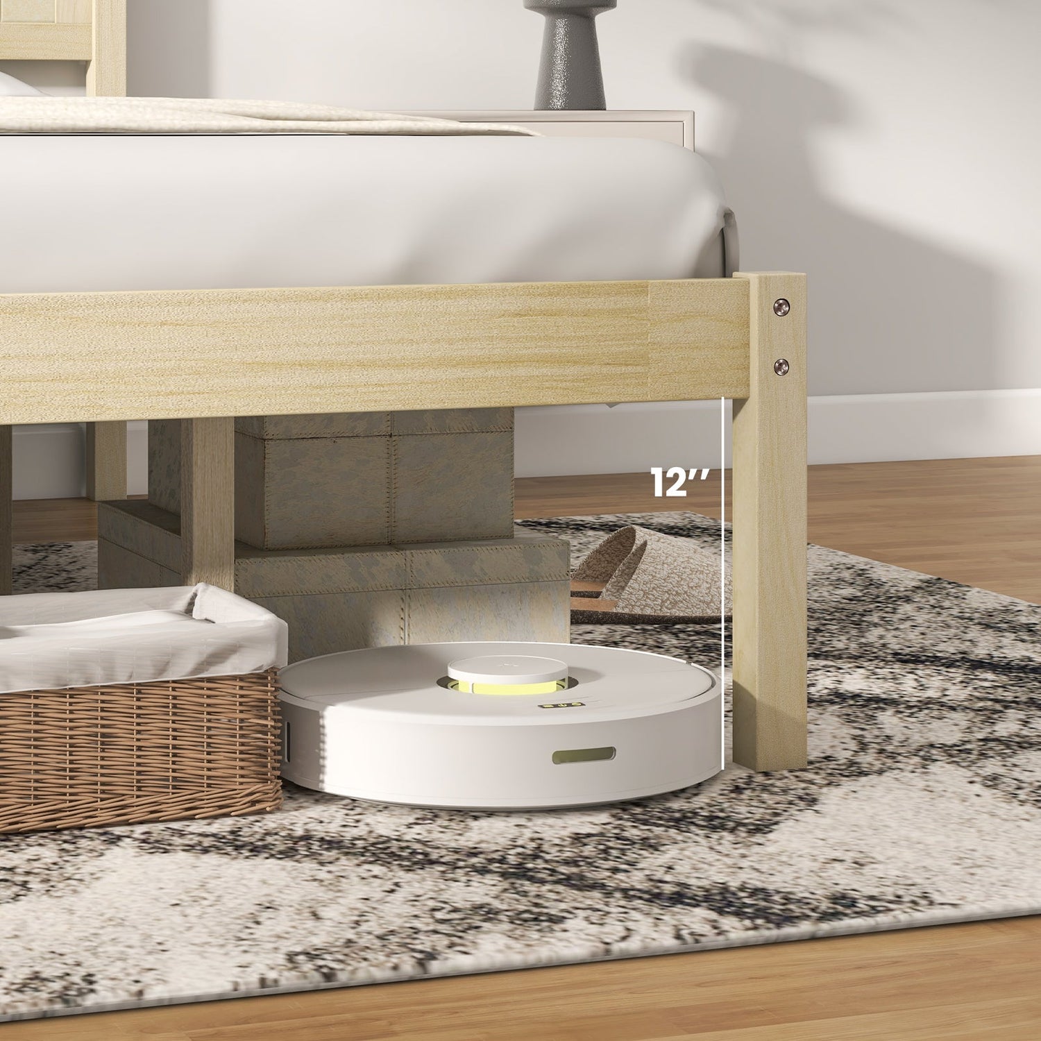 Marco de cama de madera tamaño Twin/Full/Queen con cabecera y soporte de listones
