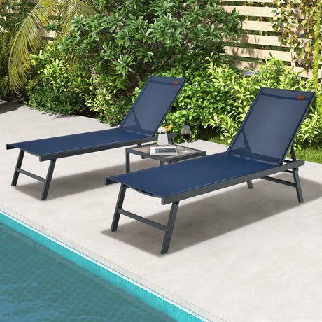 Set de 3 piezas de tumbona y mesa para patio, para piscina o jardín